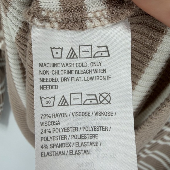 Susan Graver Weekend Striped Brushed Rib Knit Tunic Size 2X Khaki Brown Top - Picture 5 of 9